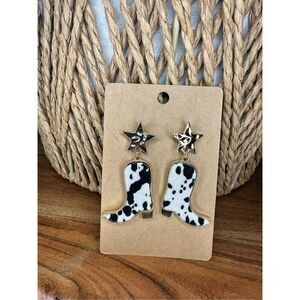 Boot Scooting Boogie Cowgirl Boot Faux Fur Earrings